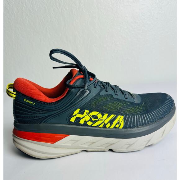 Hoka One One M Bondi 7 Men's Size 10.5 Running Shoes Gray Turbulence Chill - Picture 8 of 11